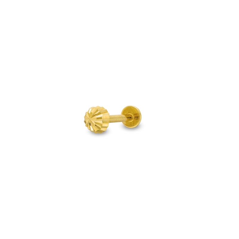 Main Image 1 of Etched Tube Cartilage Single Stud Earring in 14K Gold
