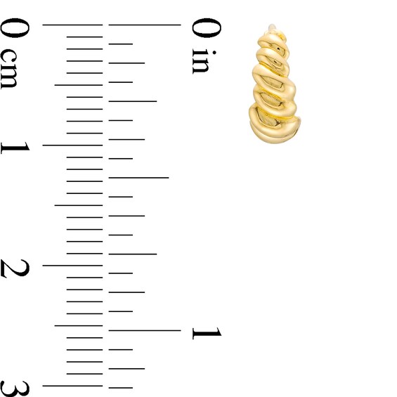Ribbed Twist Huggie Hoop Earrings in 14K Gold