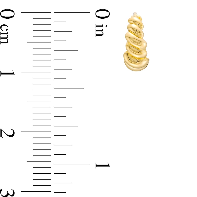 Main Image 2 of Ribbed Twist Huggie Hoop Earrings in 14K Gold