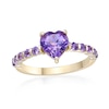 Thumbnail Image 1 of 7.0mm Heart-Shaped and Round Amethyst Ring in Sterling Silver with 14K Gold Plate