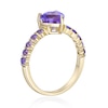 Thumbnail Image 2 of 7.0mm Heart-Shaped and Round Amethyst Ring in Sterling Silver with 14K Gold Plate