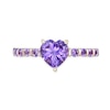 Thumbnail Image 3 of 7.0mm Heart-Shaped and Round Amethyst Ring in Sterling Silver with 14K Gold Plate