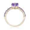 Thumbnail Image 4 of 7.0mm Heart-Shaped and Round Amethyst Ring in Sterling Silver with 14K Gold Plate