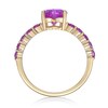 Thumbnail Image 4 of 7.0mm Heart-Shaped and Round Pink Lab-Created Sapphire Ring in Sterling Silver with 14K Gold Plate