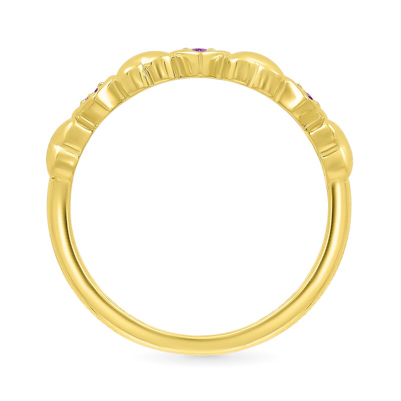 Main Image 3 of Lab-Created Birthstone Alternating Heart Ring in 10K Gold (3 Stones)