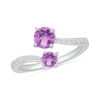 Thumbnail Image 1 of Lab-Created Birthstone and White Lab-Created Sapphire Toi et Moi Bypass Wrap Ring in Sterling Silver (2 Stones)