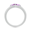 Thumbnail Image 3 of Pear-Shaped Lab-Created Birthstone and White Lab-Created Sapphire Double Open Shank Ring in Sterling Silver (2 Stones)