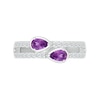 Thumbnail Image 4 of Pear-Shaped Lab-Created Birthstone and White Lab-Created Sapphire Double Open Shank Ring in Sterling Silver (2 Stones)
