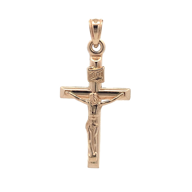 Main Image 1 of Crucifix Necklace Charm in Hollow 14K Gold