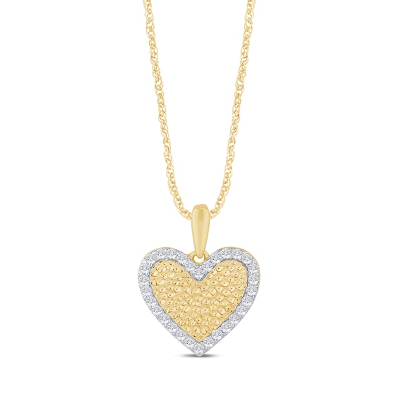 1/10 CT. T.w. Diamond Edge Heart Pendant in Sterling Silver with 14K Gold Plate