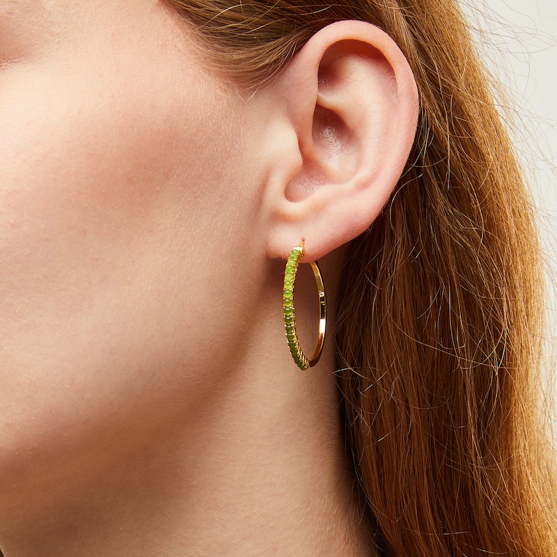 Main Image 2 of Jade Hoop Earrings in Sterling Silver with 18K Gold Plate