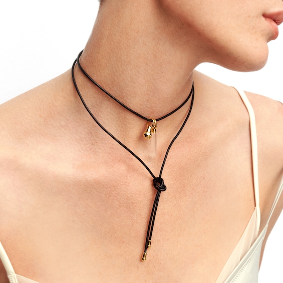 PDPAOLAâ¢ at Zales ICONS White Quartz Medium Teardrop Hoop Earring and Necklace Charm in Sterling Silver with Gold Plate