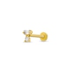 Thumbnail Image 1 of 1/20 CT. T.W. Baguette and Round Diamond Tube Cartilage Single Stud Earring in 14K Gold
