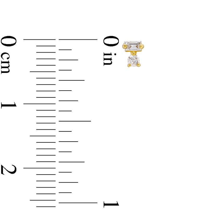 Main Image 2 of 1/20 CT. T.W. Baguette and Round Diamond Tube Cartilage Single Stud Earring in 14K Gold