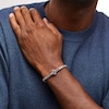 Thumbnail Image 2 of Vera Wang Men 1/4 CT. T.W. Black Diamond Sideways Cross Box Chain Bracelet in Sterling Silver - 8.5"