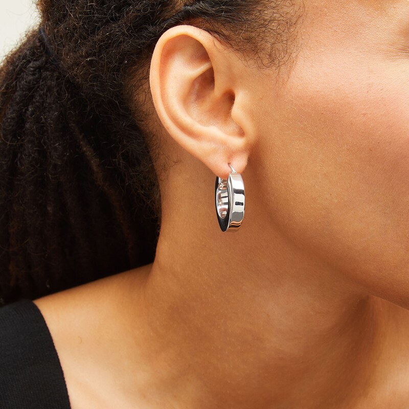 Main Image 2 of 27.1mm Square Tube Hoop Earrings in Hollow Sterling Silver