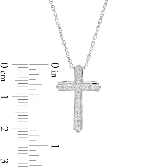1/4 CT. T.w. Diamond Flared Cross Pendant in 10K White Gold - 19"