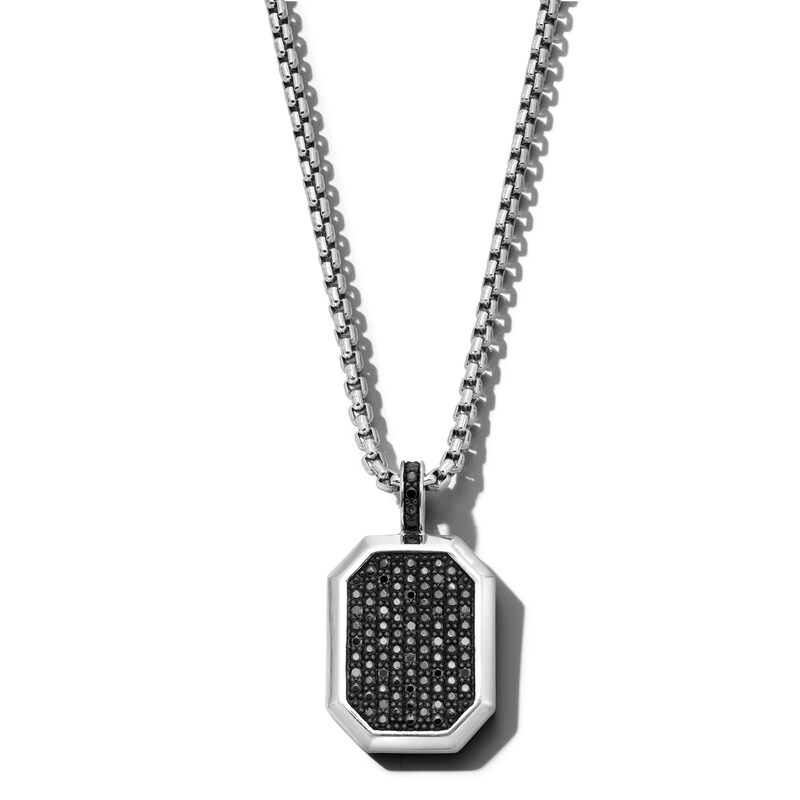Main Image 1 of Vera Wang Men 1/3 CT. T.W. Black Diamond Octagon Pendant in Sterling Silver - 22"
