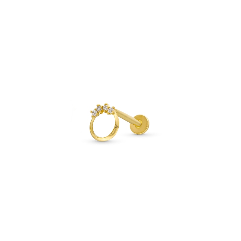 Main Image 1 of Diamond Accent Circle Tube Cartilage Single Stud Earring in 14K Gold