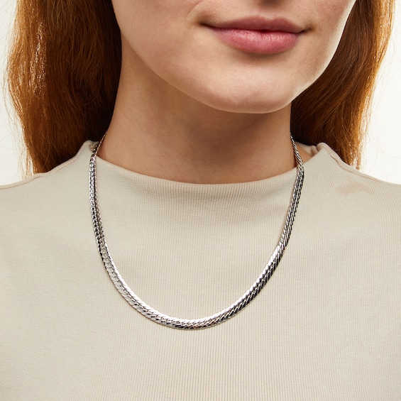 6.2mm Diamond-Cut Herringbone Chain Necklace in Solid Sterling Silver - 18"