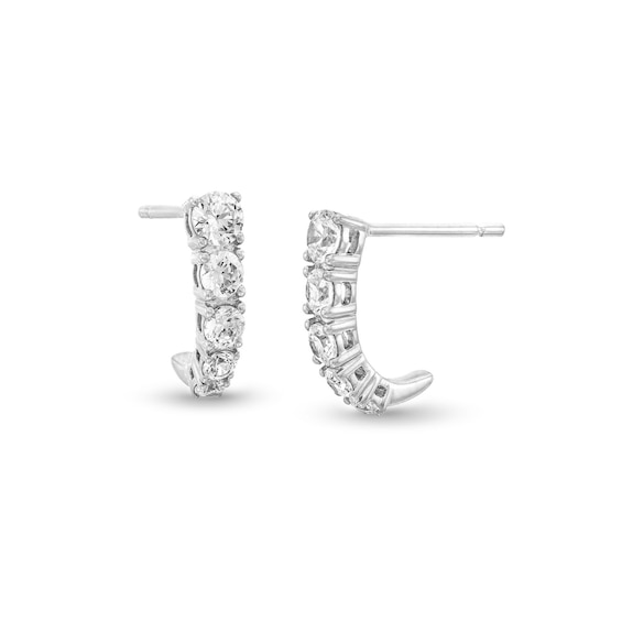 3/4 CT. T.w. Diamond Graduated Five Stone J-Hoop Earrings in 10K White Gold