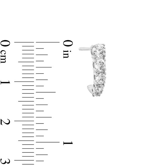 3/4 CT. T.w. Diamond Graduated Five Stone J-Hoop Earrings in 10K White Gold