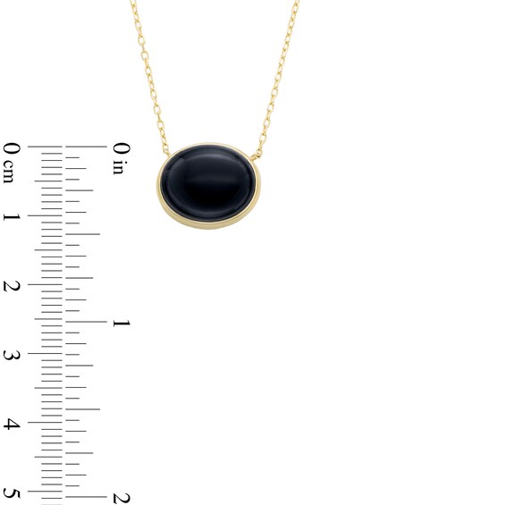 Sideways Oval Onyx Solitaire Necklace in Sterling Silver with 18K Gold Plate