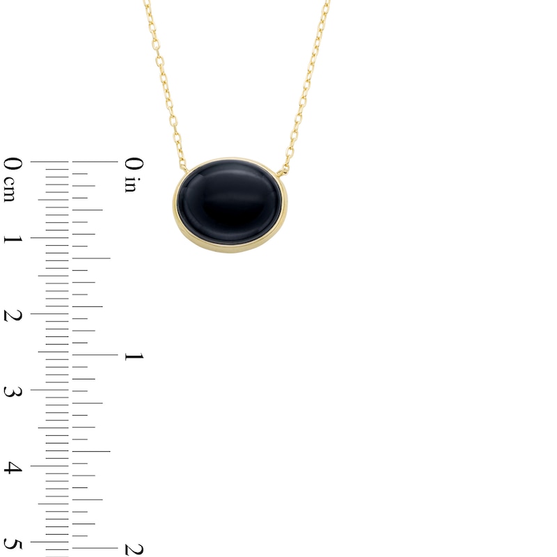 Main Image 3 of Sideways Oval Onyx Solitaire Necklace in Sterling Silver with 18K Gold Plate