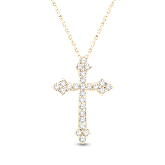 1/2 CT. T.w. Diamond Gothic-Style Cross Pendant in 10K Gold - 19"