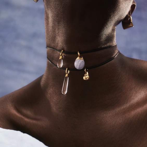 PDPAOLAâ¢ at Zales ICONS White Quartz Small Teardrop Hoop Earring and Necklace Charm in Sterling Silver with Gold Plate