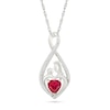 Thumbnail Image 1 of 5.0mm Heart-Shaped Lab-Created Ruby and 1/10 CT. T.W. Diamond Infinity Motherly Love Pendant in Sterling Silver