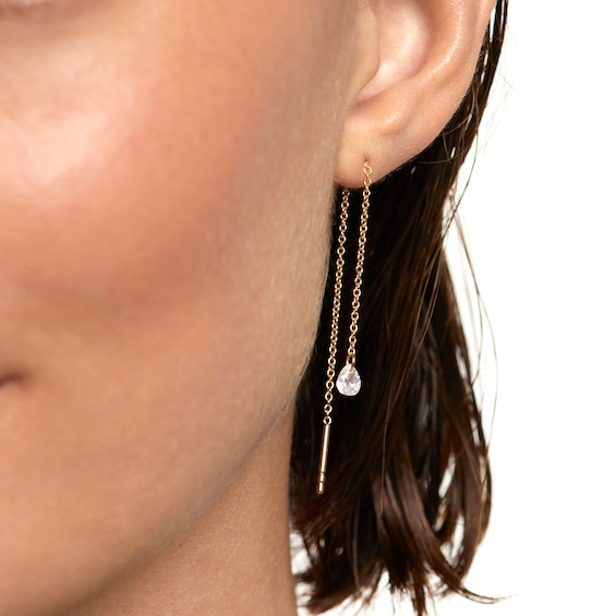 PDPAOLAâ¢ at Zales Pear-Shaped Cubic Zirconia Threader Earrings in Sterling Silver with 18K Gold Plate