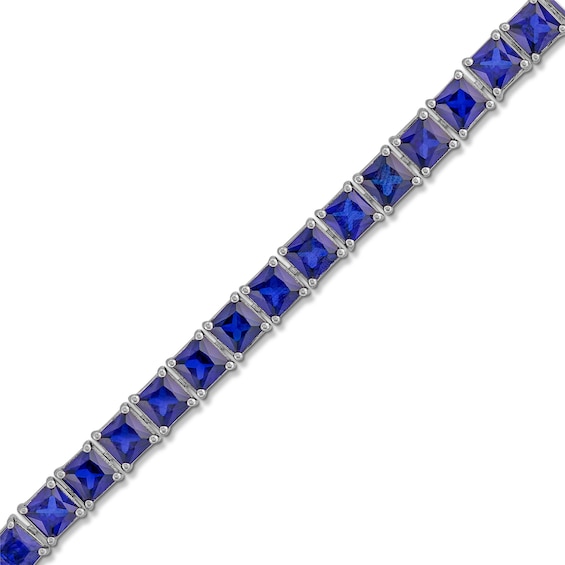 4.0mm Princess-Cut Blue Lab-Created Sapphire Tennis Bracelet in Sterling Silver - 7.5"