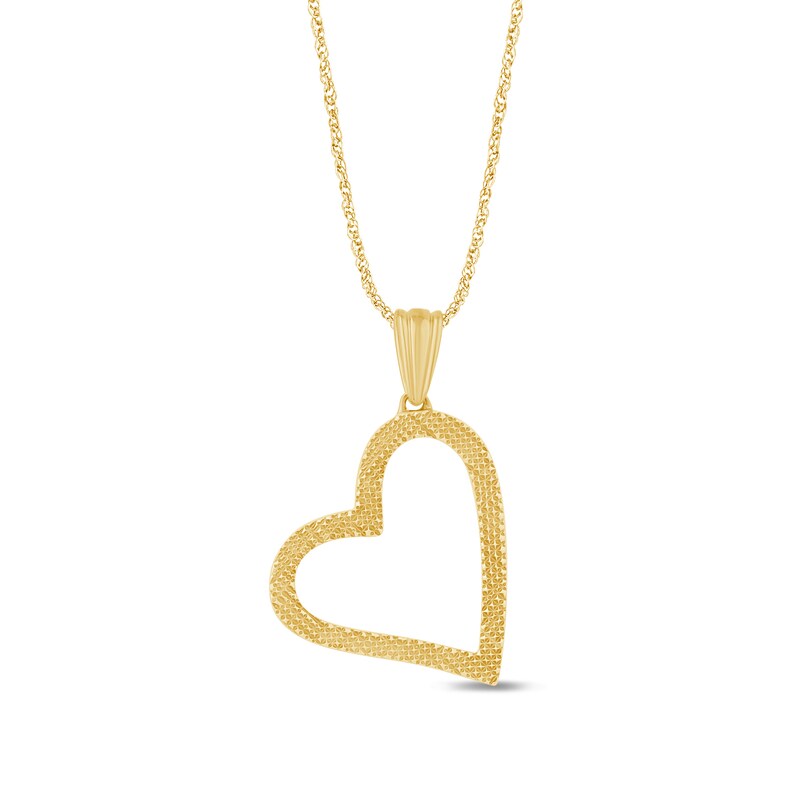 Main Image 1 of Tilted Textured Open Heart Pendant in Sterling Silver with 14K Gold Plate