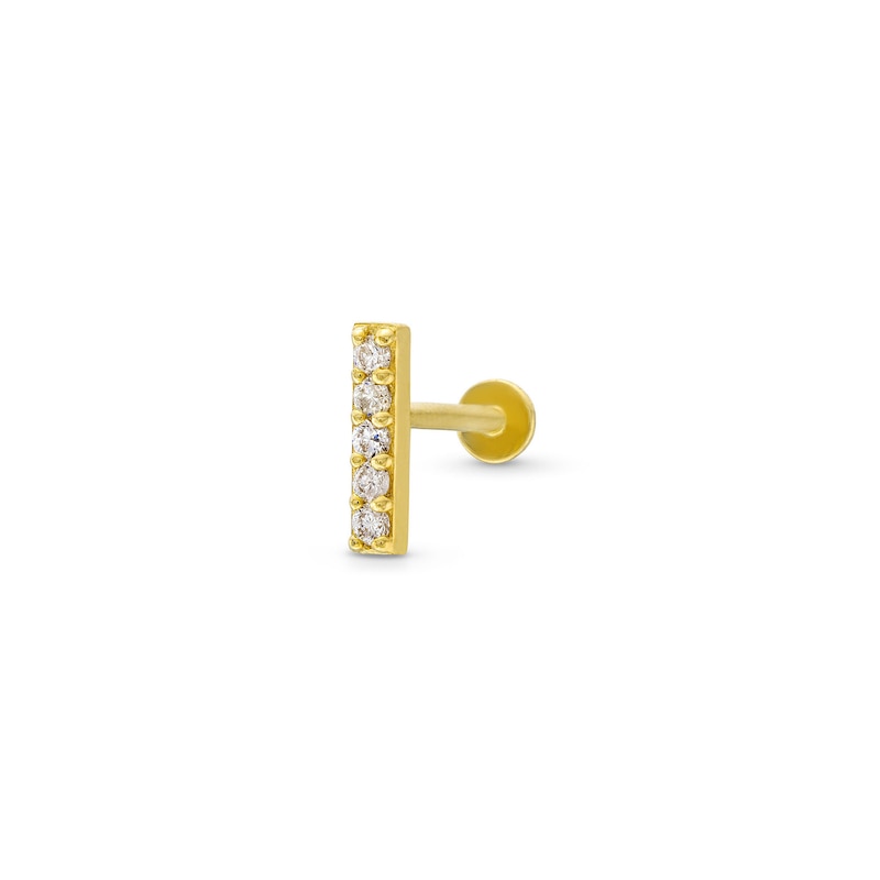 Main Image 1 of 1/15 CT. T.W. Diamond Bar Tube Cartilage Single Stud Earring in 14K Gold