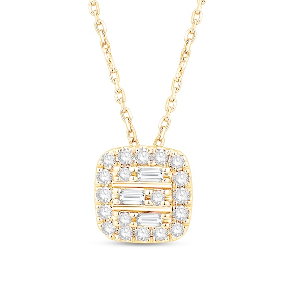 1/3 CT. T.w. Cushion-Shaped Multi-Diamond Frame Pendant in 10K Gold - 19â