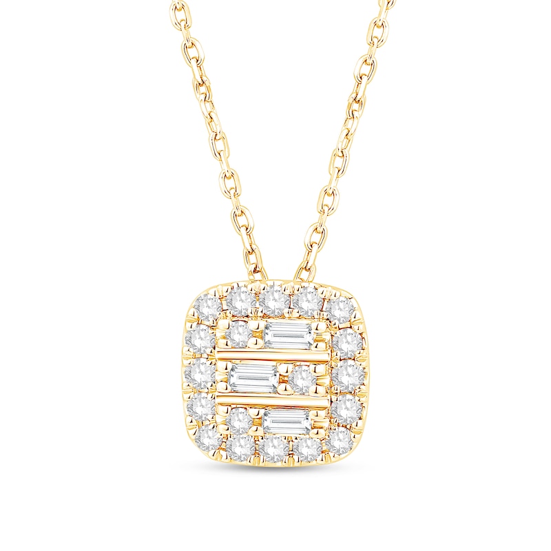 Main Image 1 of 1/3 CT. T.W. Cushion-Shaped Multi-Diamond Frame Pendant in 10K Gold - 19”