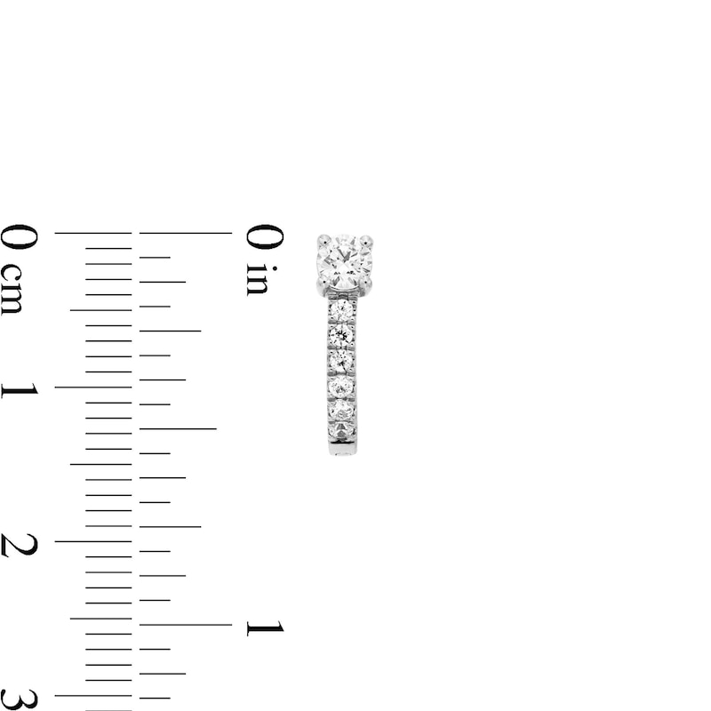Main Image 3 of 1/2 CT. T.W. Diamond Hoop Earrings in 10K White Gold