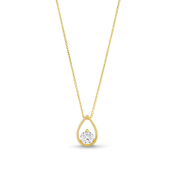 1 CT. Certified Lab-Grown Diamond Solitaire Open Teardrop Pendant in 14K Gold (F/Si2)
