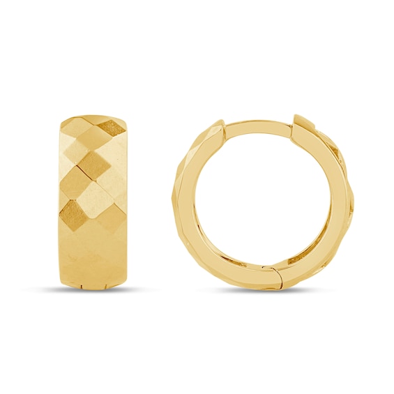 12.4mm Textured Hoop Earrings in Sterling Silver with 14K Gold Plate