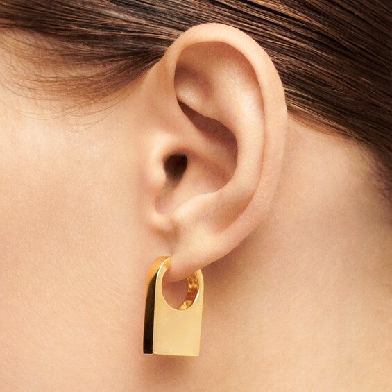 PDPAOLAâ¢ at Zales Squared Block Hoop Earrings in Sterling Silver with 18K Gold Plate