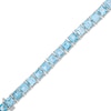 Thumbnail Image 1 of 4.0mm Princess-Cut Swiss Blue Topaz Tennis Bracelet in Sterling Silver - 7.5"