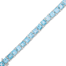 4.0mm Princess-Cut Swiss Blue Topaz Tennis Bracelet in Sterling Silver - 7.5"