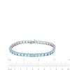 Thumbnail Image 4 of 4.0mm Princess-Cut Swiss Blue Topaz Tennis Bracelet in Sterling Silver - 7.5"