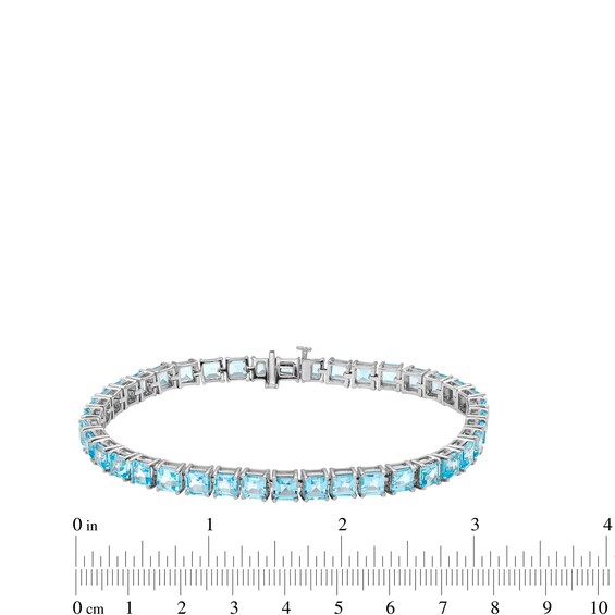 4.0mm Princess-Cut Swiss Blue Topaz Tennis Bracelet in Sterling Silver - 7.5"