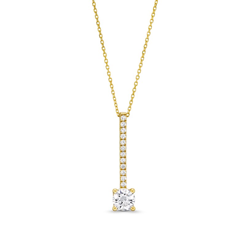 Main Image 1 of 1-1/6 CT. T.W. Certified Lab-Grown Diamond Stick Drop Pendant in 14K Gold (F/SI2)