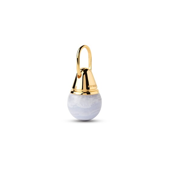 PDPAOLAâ¢ at Zales 12.0mm Blue Agate Bead Hoop Earring and Necklace Charm in Sterling Silver with 18K Gold Plate