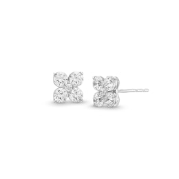 3/4 CT. T.W. Diamond Five Stone Flower Stud Earrings in 10K White Gold