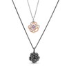 Thumbnail Image 3 of Enchanted Disney Lab-Created Sapphire, Onyx and Diamond Rose Two Piece Pendant Set in Sterling Silver and 10K Rose Gold