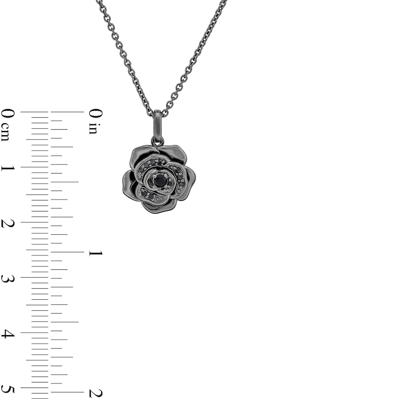Main Image 9 of Enchanted Disney Lab-Created Sapphire, Onyx and Diamond Rose Two Piece Pendant Set in Sterling Silver and 10K Rose Gold